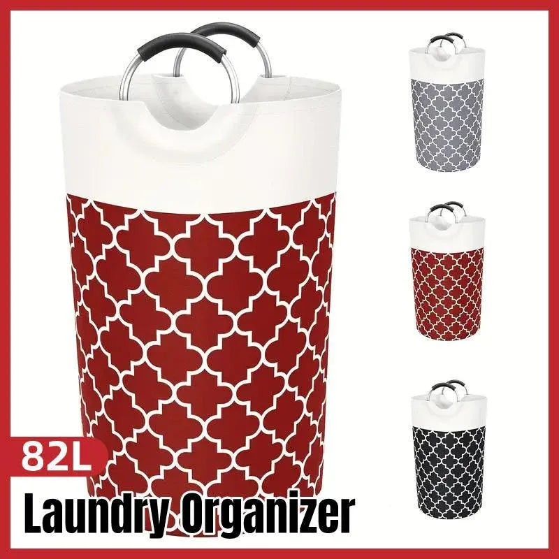 Premium 82L Foldable Laundry Basket – Grey with Metal Frame