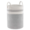 Woven Cotton Rope Storage Basket 50x38cm - Foldable Laundry Bin with Bamboo Accents - SuperSaverAU - view 5