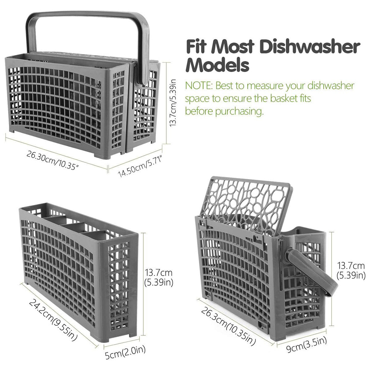 Premium Grey Dishwasher Cutlery Basket Tableware Storage Box
