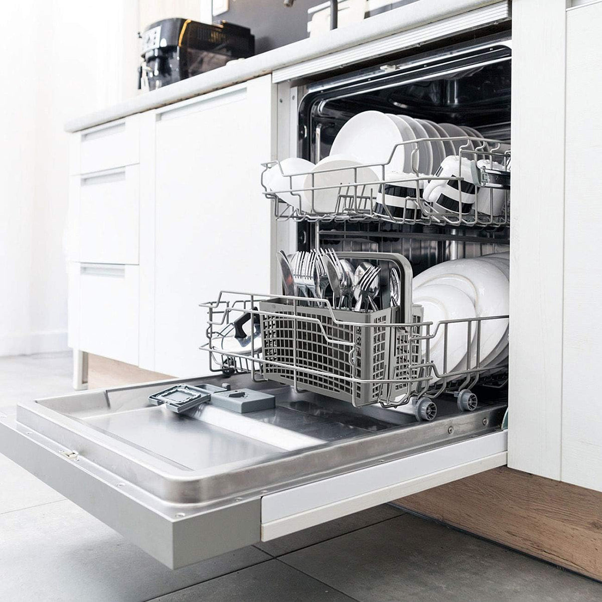 Premium Grey Dishwasher Cutlery Basket Tableware Storage Box