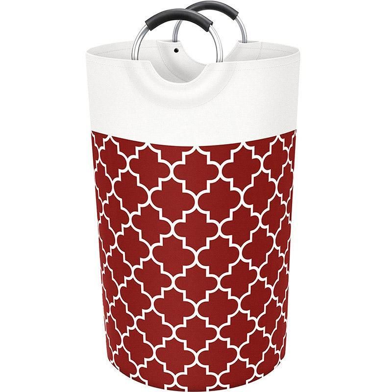 Premium 82L Foldable Laundry Basket – Red with Metal Frame