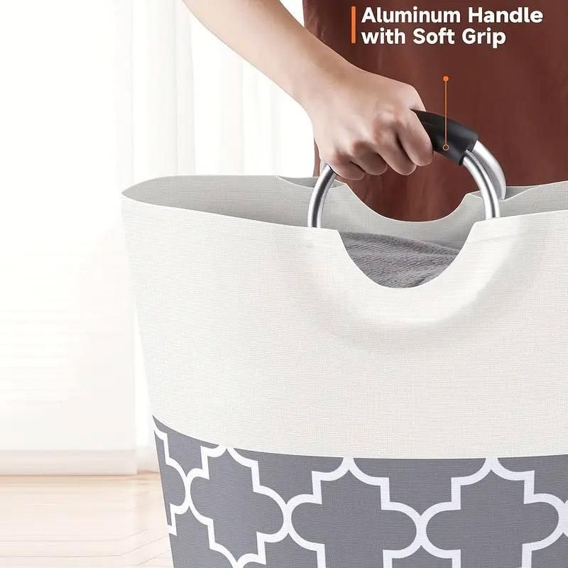 Premium 82L Foldable Laundry Basket – Red with Metal Frame