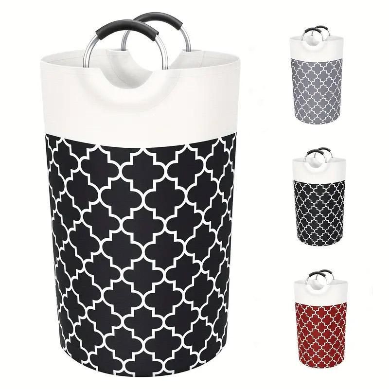 Premium 82L Foldable Laundry Basket – Red with Metal Frame