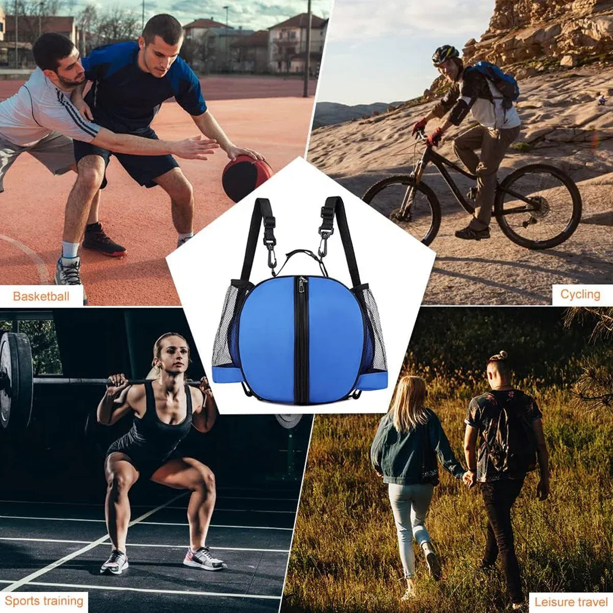 Premium Waterproof Sports Basketball Bag – Blue with Shoulder Strap