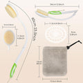 Premium Long Curved Handle Back Bath Brush with Soft Bristles and Microfiber Towel