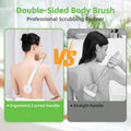 Premium Long Curved Handle Back Bath Brush with Soft Bristles and Microfiber Towel