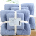 Premium Coral Velvet Towel Set – Blue
