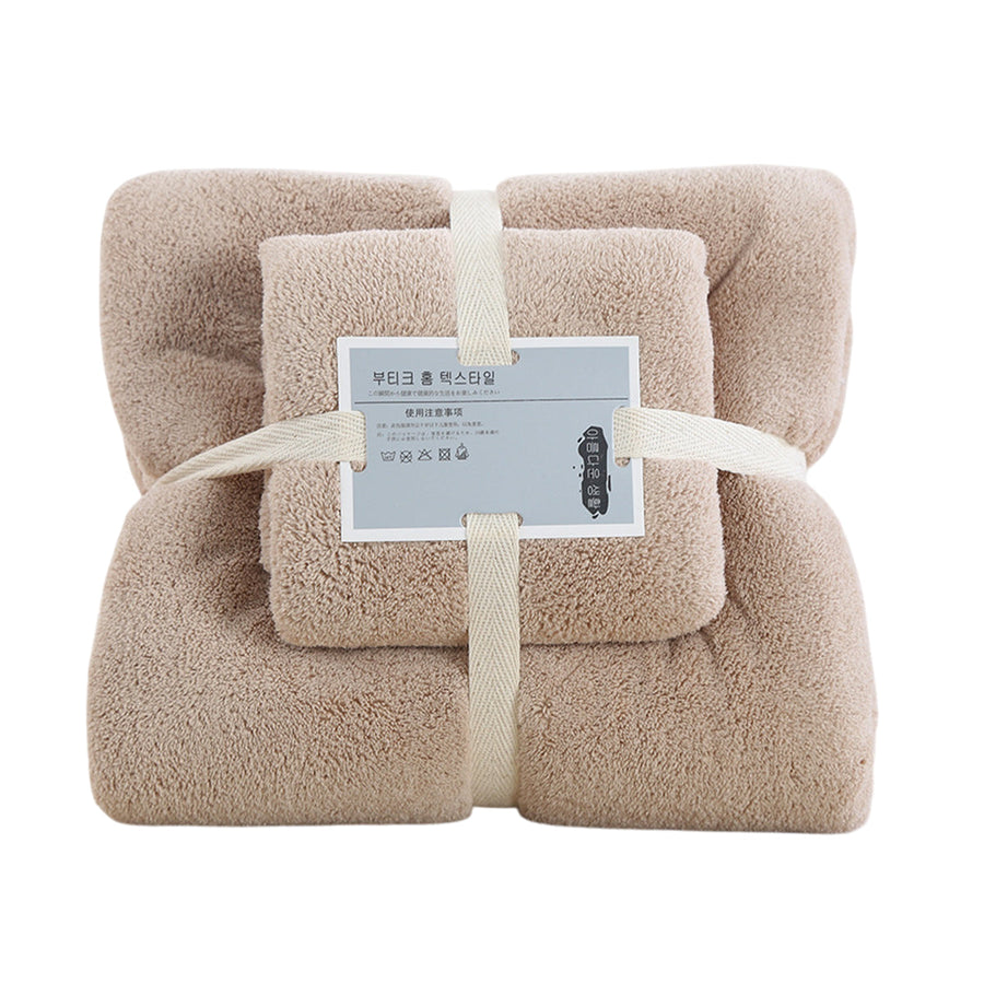Premium Coral Velvet Towel Set – Brown