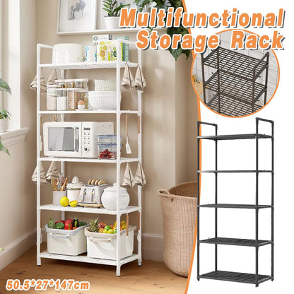 5-Tier Metal Pot Storage Rack - Cookware Organizer - Black