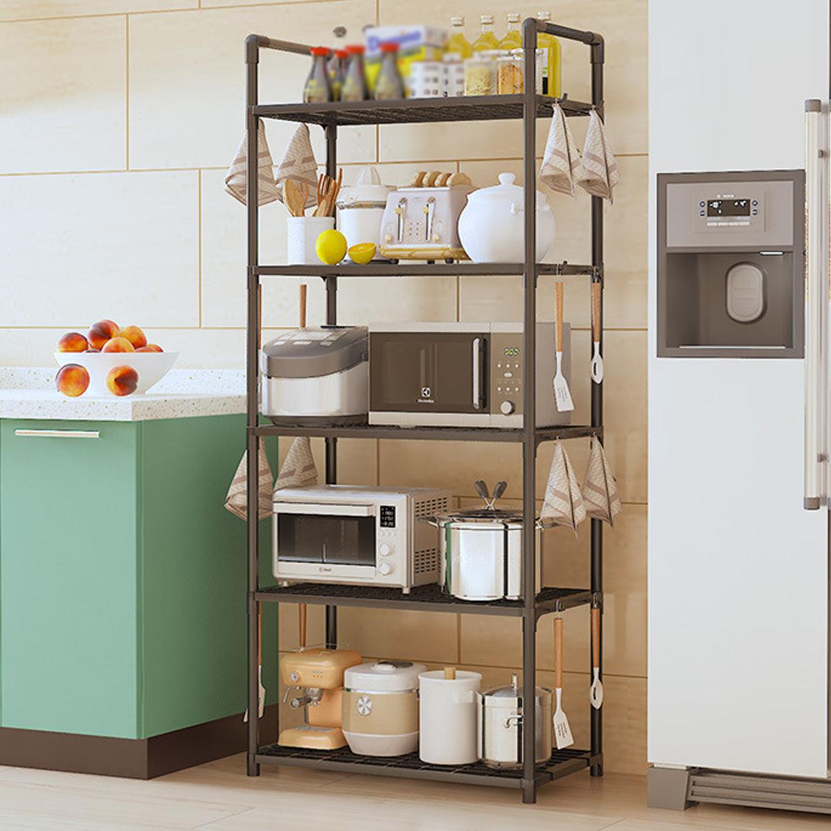 Premium Black 5 Tier Pot Storage Rack Cookware Pan Stand Kitchen Organiser