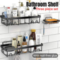 Premium Perforation-Free Bathroom Shelf Set – Black 3 Pieces