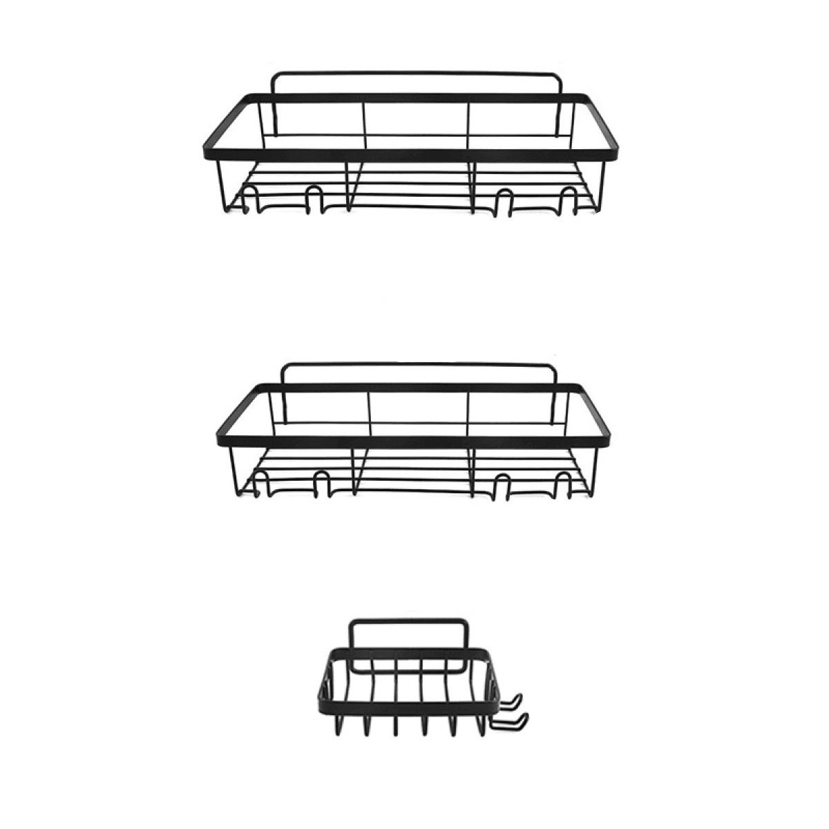 Premium Perforation-Free Bathroom Shelf Set – Black 3 Pieces