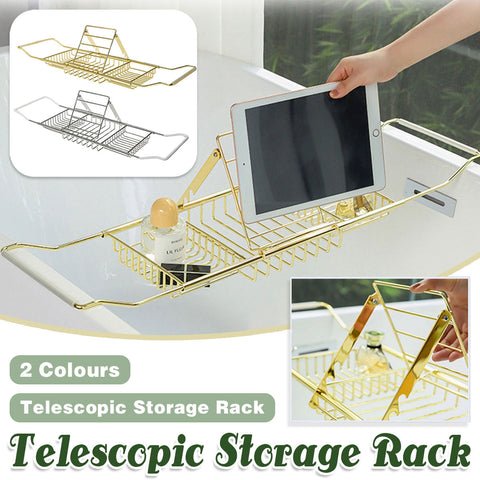 Bathtub Rack Bathroom Storage Shelf Telescopic Adjustable Organiser Tray Home - Silver - SuperSaverAU - view 1