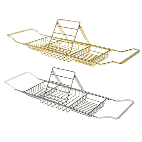 Bathtub Rack Bathroom Storage Shelf Telescopic Adjustable Organiser Tray Home - Silver - SuperSaverAU - view 2