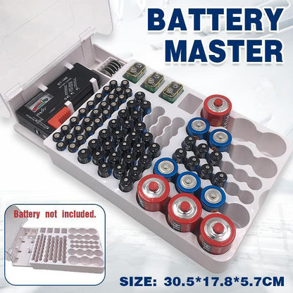 93 Slot Battery Storage Organizer with Tester