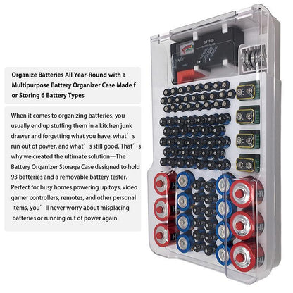 93 Slot Battery Storage Organizer with Tester
