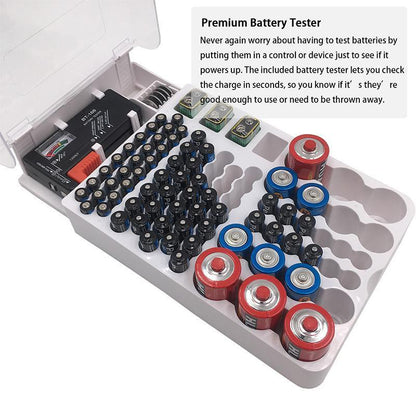 93 Slot Battery Storage Organizer with Tester