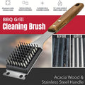 Premium BBQ Grill Cleaning Brush – Acacia Wood Handle