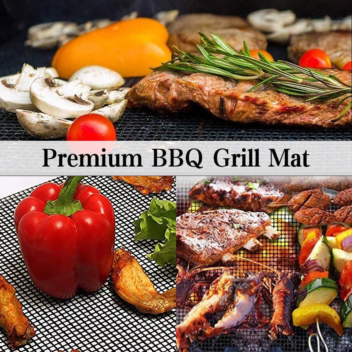 BBQ Mesh Grill Mats 10PCS Non-Stick, 40x30cm, Reusable, High Temp Resistant