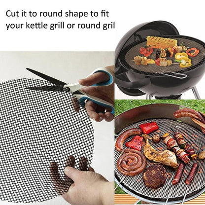 BBQ Mesh Grill Mats 10PCS Non-Stick, 40x30cm, Reusable, High Temp Resistant