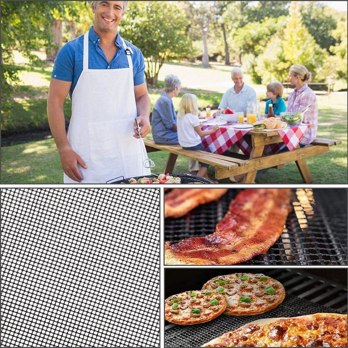 Premium Non-Stick BBQ Grill Mats – 42 x 36cm, 3 Pack