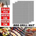 BBQ Mesh Grill Mats 42x36cm - Non-Stick, Reusable, High Temp Resistant, 6PCS - SuperSaverAU - view 1
