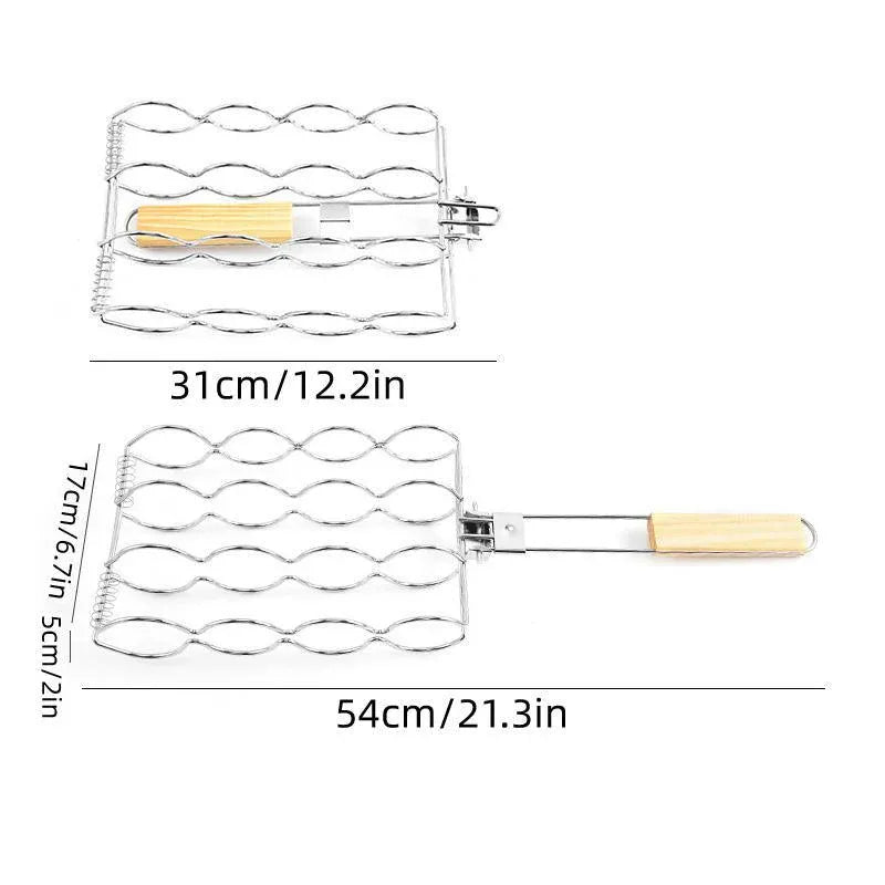 Premium Folding Handle Corn Grill Clip – Wooden Grip
