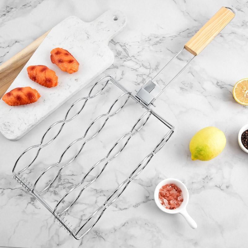 Premium Folding Handle Corn Grill Clip – Wooden Grip