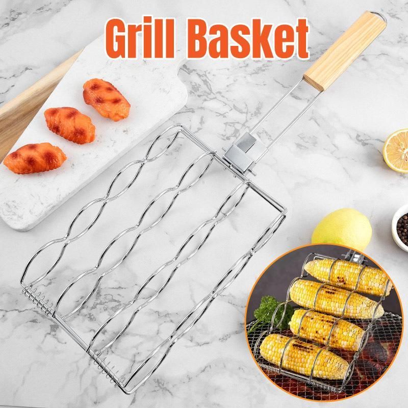 Premium Folding Handle Corn Grill Clip – Wooden Grip