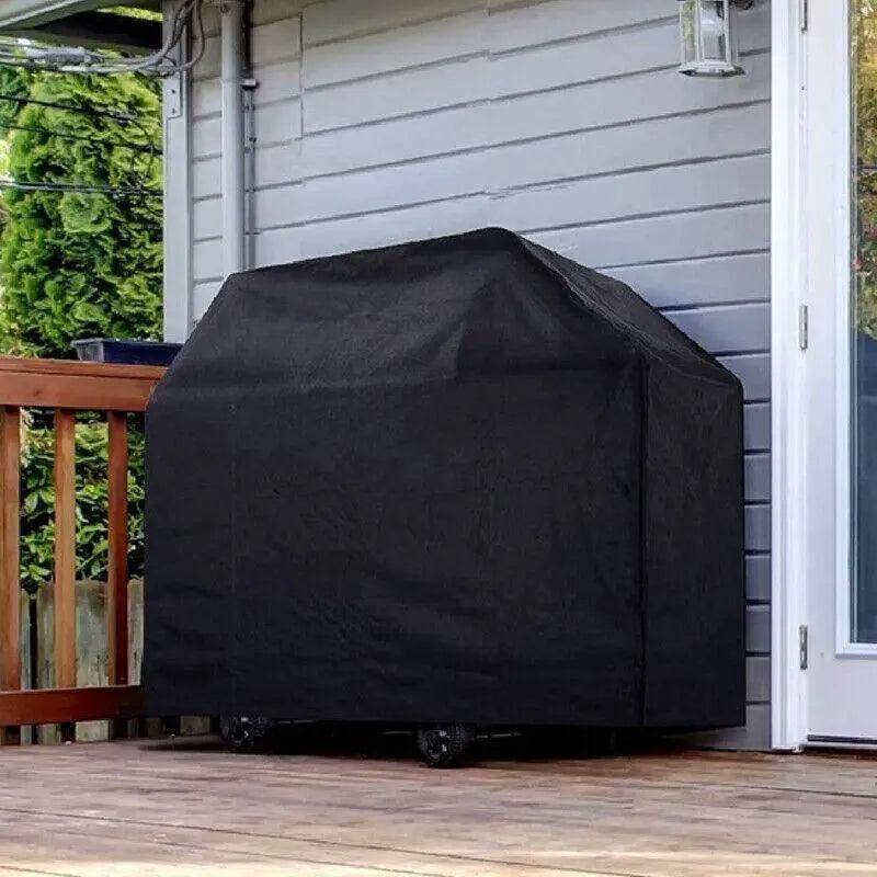 Premium Waterproof BBQ Cover – Black Large with Locking Rope