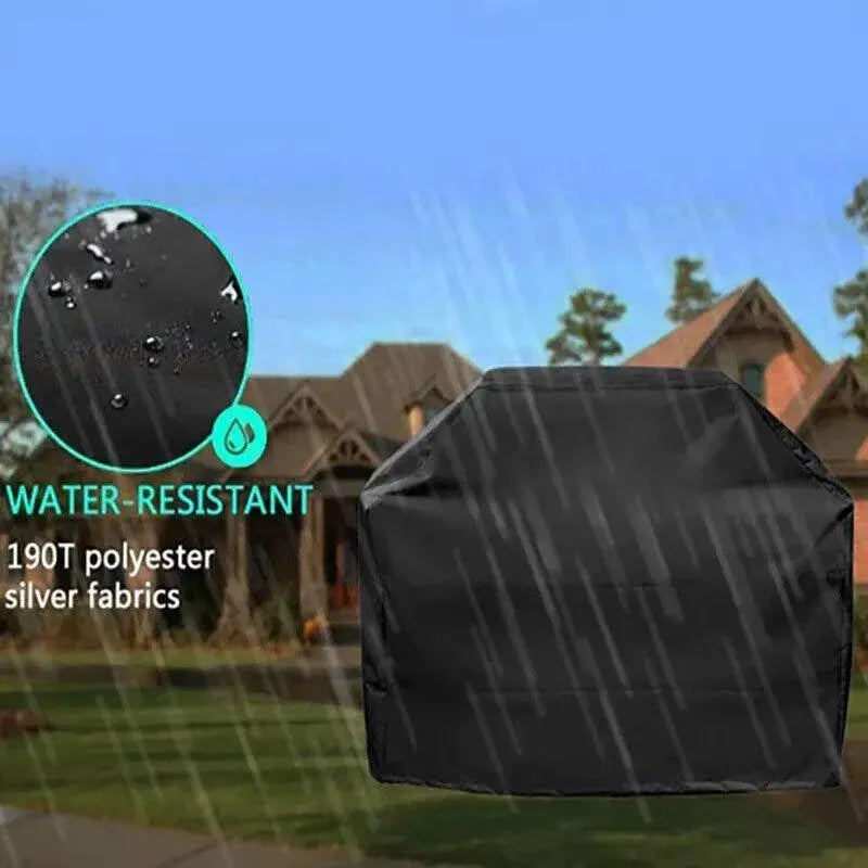Premium Waterproof BBQ Cover – Black Large with Locking Rope