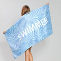 Sand Free XL Beach Towel + Bag Quick Dry Microfibre Compact Light Swimming - Blue zebra - SuperSaverAU - view 2
