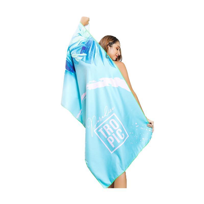 Sand Free XL Beach Towel + Bag Quick Dry Microfibre Compact Light Swimming - Blue zebra - SuperSaverAU - view 5