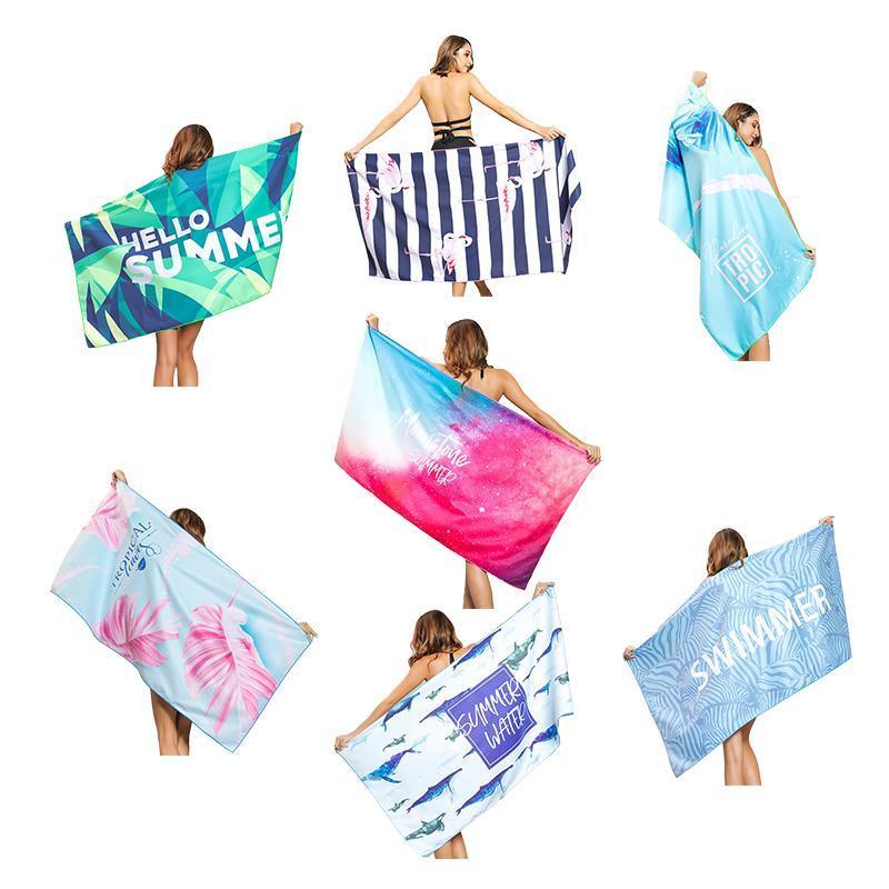 Sand Free XL Beach Towel + Bag Quick Dry Microfibre Compact Light Swimming - Grystal Green Leaf - SuperSaverAU - view 2