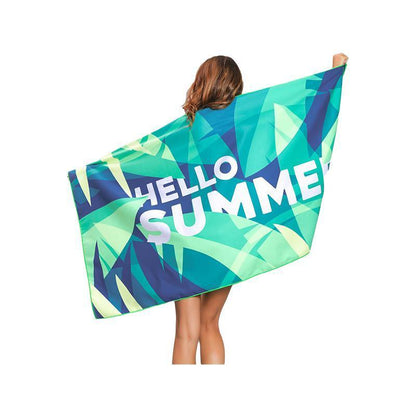 Sand Free XL Beach Towel + Bag Quick Dry Microfibre Compact Light Swimming - Grystal Green Leaf