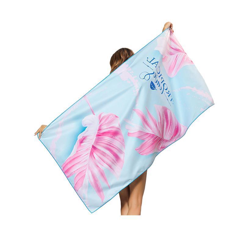 Sand Free XL Beach Towel + Bag Quick Dry Microfibre Compact Light Swimming - Grystal Green Leaf