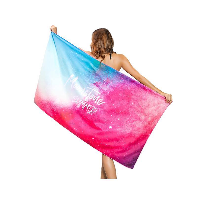 Sand Free XL Beach Towel + Bag Quick Dry Microfibre Compact Light Swimming - Stripe flamingo