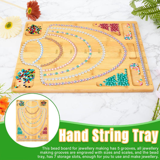 Bamboo Beading Board for Jewelry Design with Storage & Ruler