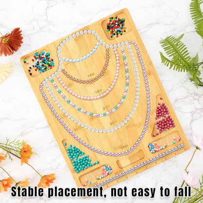 Bamboo Beading Board for Jewelry Design with Storage & Ruler