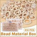 414pc DIY Wooden Bead Kit for Craft & Jewelry Making - Natural Log Colour - SuperSaverAU - view 1