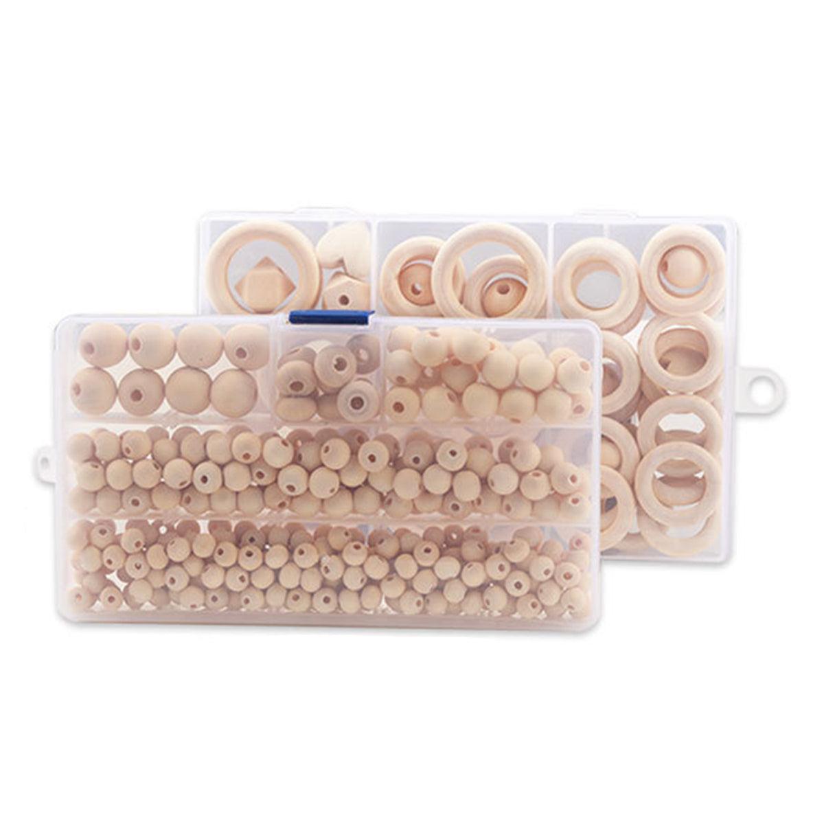 414pc DIY Wooden Bead Kit for Craft & Jewelry Making - Natural Log Colour