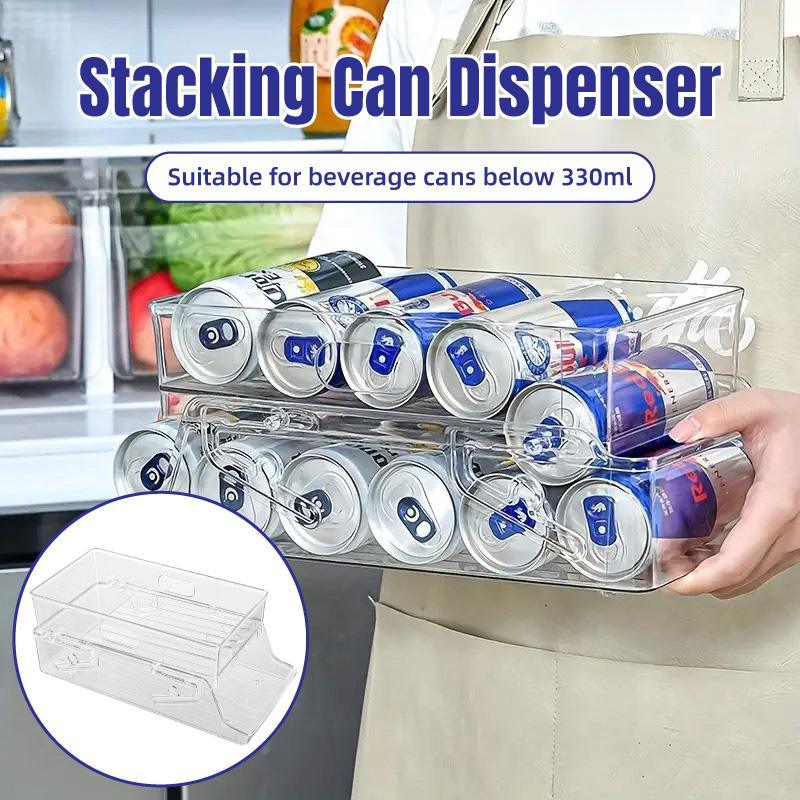 Double-Layer Rolling Beverage Storage Rack, 34 x 16.8 x 13.5 cm, Holds 11 Cans - SuperSaverAU - view 1