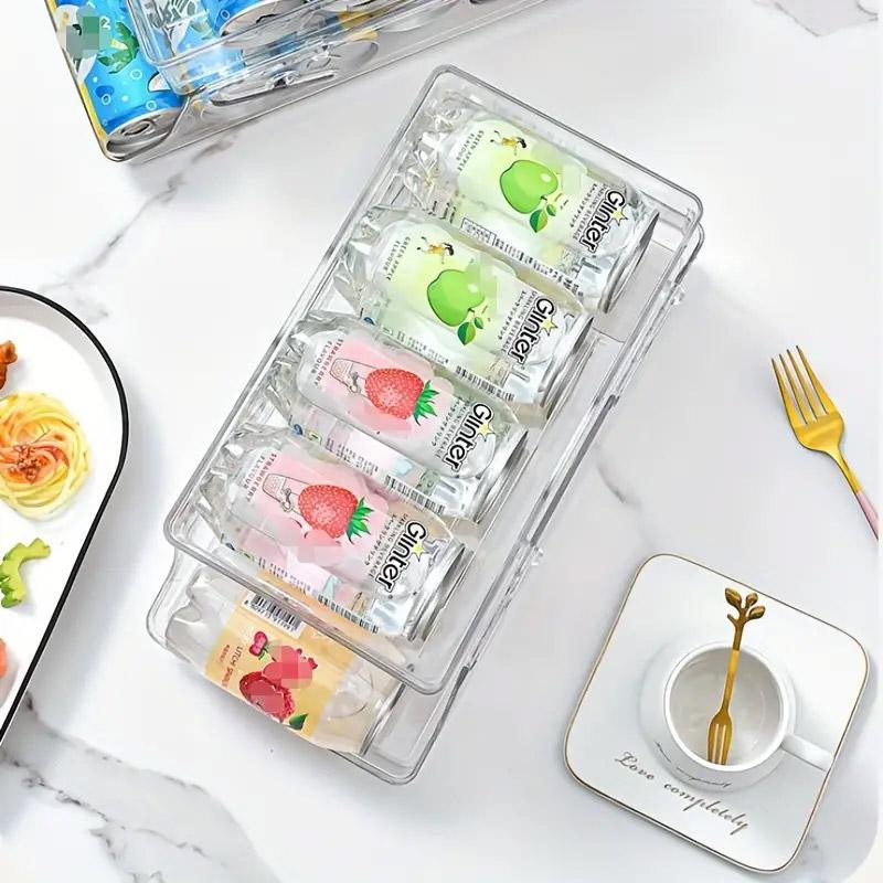 Double-Layer Rolling Beverage Storage Rack, 34 x 16.8 x 13.5 cm, Holds 11 Cans - SuperSaverAU - view 4