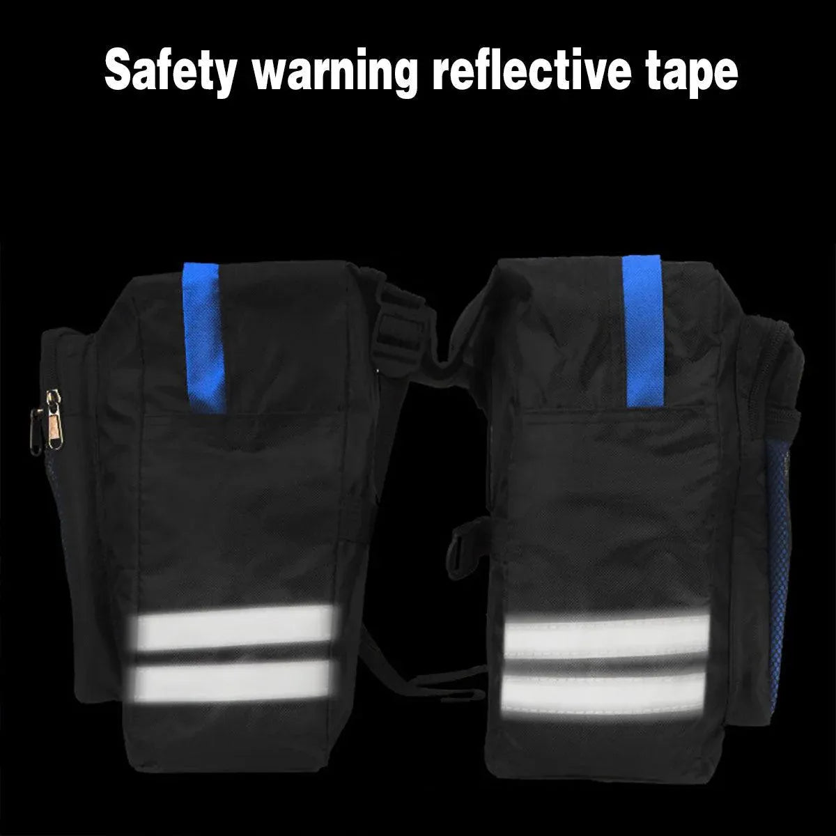 Premium Bicycle Rear Rack Pannier Bag with Double-Side Storage & Reflective Strips - Blue