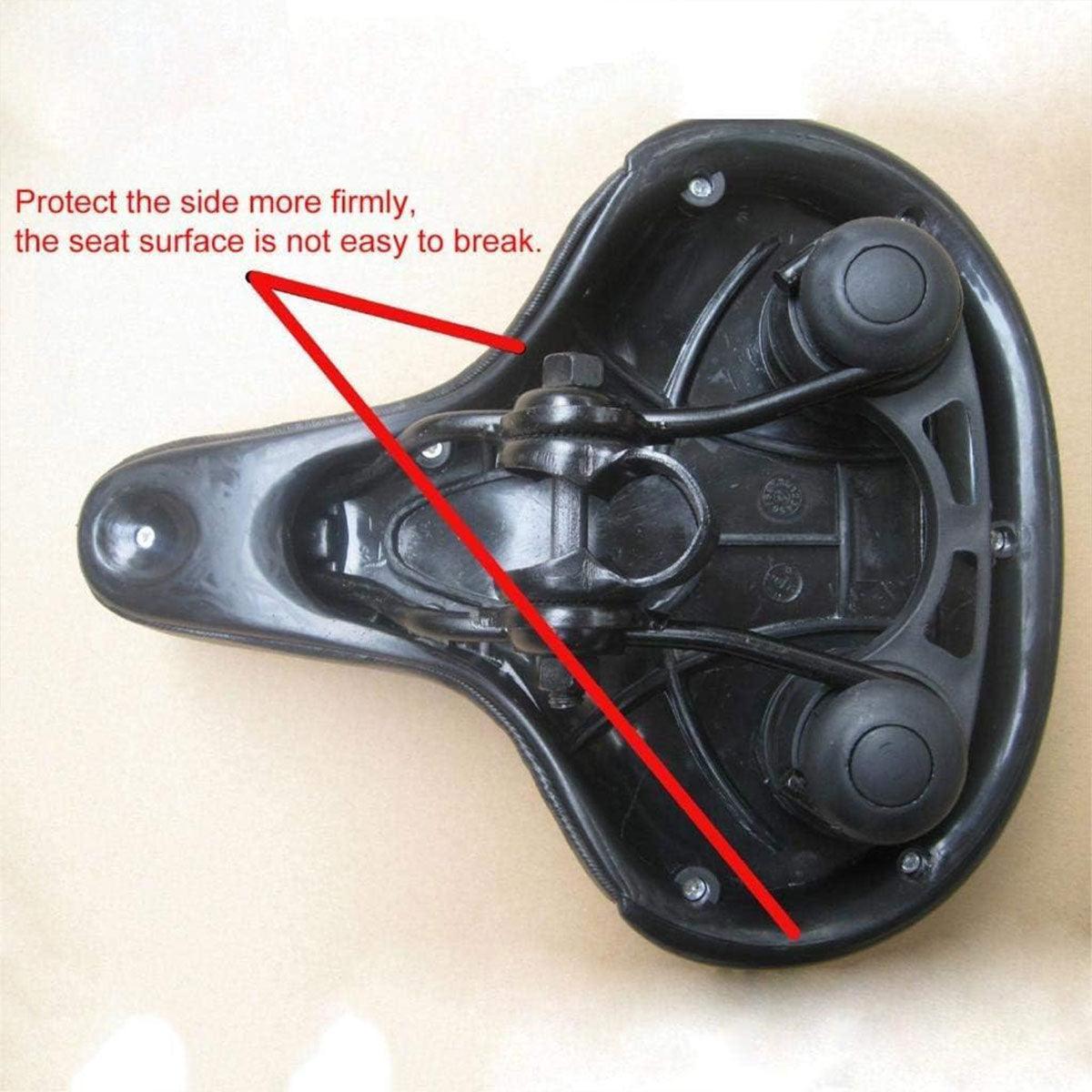 Premium Wide Cruiser Bicycle Saddle with Shock Absorbing Springs - Black