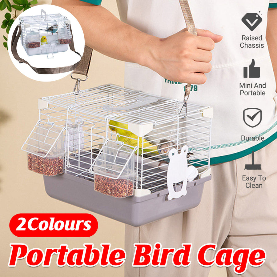 Premium Portable Bird Carrier Cage Backpack - Grey