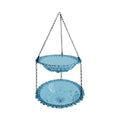 Premium Grey Outdoor Hanging Bird Feeder & Bath with Dual Bowls