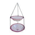 Premium Purple Outdoor Hanging Bird Feeder & Bath with Dual Bowls