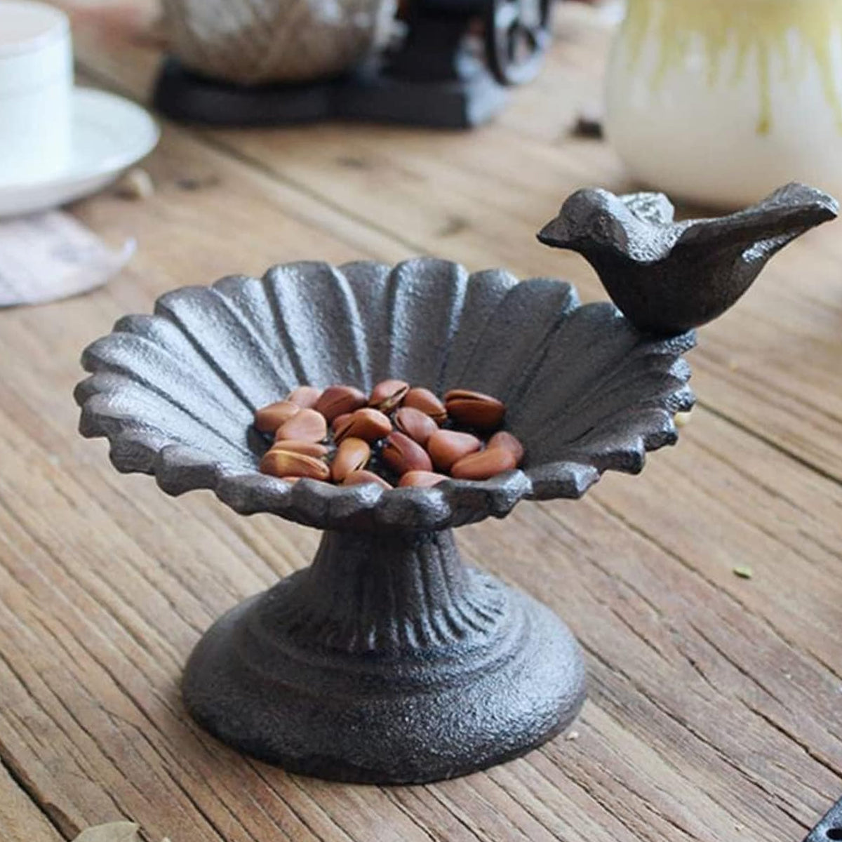 Cast Iron Retro Petal Bird Feeder Basin 13cm x 12cm for Indoor/Outdoor Decor - SuperSaverAU - view 4