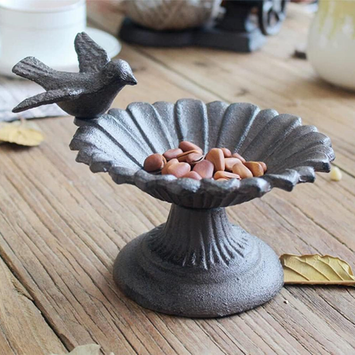 Cast Iron Retro Petal Bird Feeder Basin 13cm x 12cm for Indoor/Outdoor Decor - SuperSaverAU - view 5